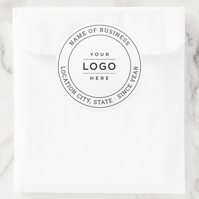 Sticker Rond Logo d'entreprise personnalisé blanc arrondi (Sac)