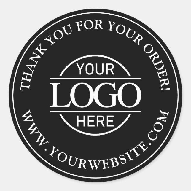 Sticker Rond Logo d'entreprise personnalisé en noir et blanc (Devant)
