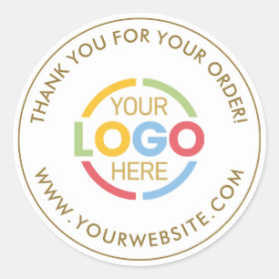 Sticker Rond Logo d'entreprise personnalisé en or blanc simple 