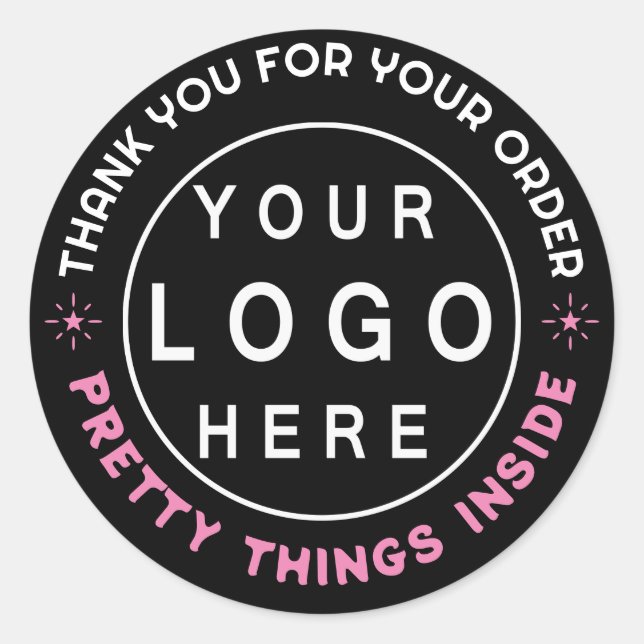 Sticker Rond Logo d'entreprise personnalisé Merci de marque (Devant)