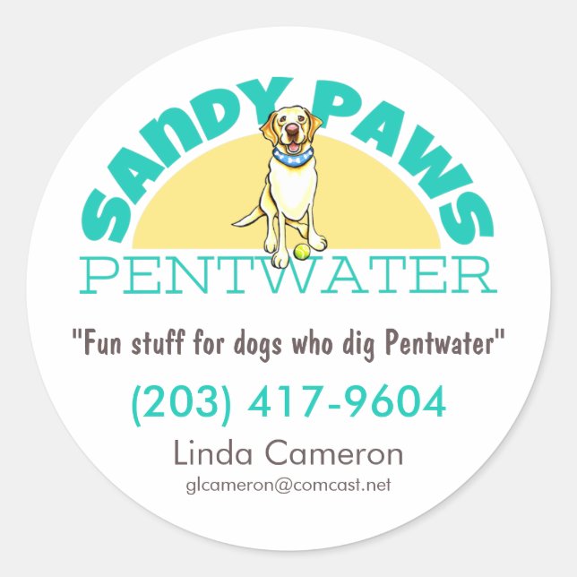 Sticker Rond Logo d'entreprise pour animaux de compagnie Sandy  (Devant)