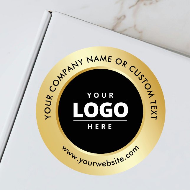 Sticker Rond Logo d'entreprise Promotion Black Gold Livraison (Créateur téléchargé)