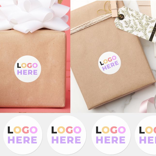 Sticker Rond Logo d'entreprise simple personnalisé ici | Élégan (white minimalist stickers
)