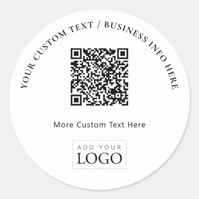 Sticker Rond Logo d'entreprise simple QR Code promotionnel (Devant)