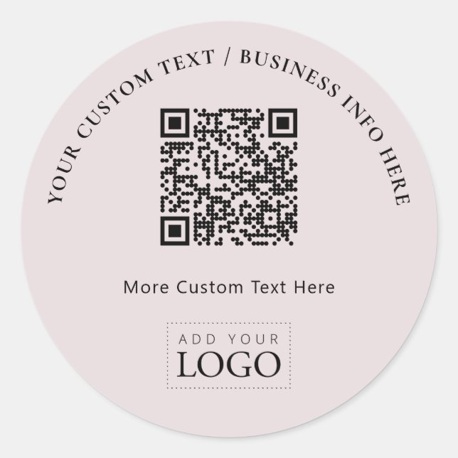 Sticker Rond Logo d'entreprise simple rose QR Code promotionnel (Devant)