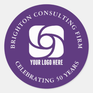 Sticker Rond Logo d'entreprise violet personnalisé pour le mark
