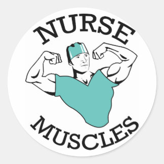 Sticker Rond Logo des muscles d'infirmières masculines