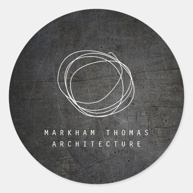 Sticker Rond Logo Designer Scribble sur Black Grunge Metal (Devant)