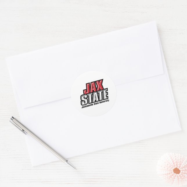 Sticker Rond Logo d'état de Jacksonville State University JAX S (Enveloppe)