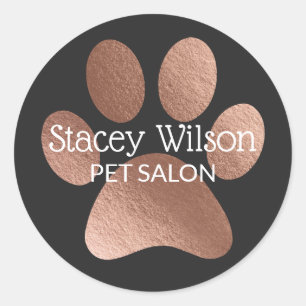 Sticker Rond Logo D'Impression Rose Gold Paw Sur L'Étiquette Du