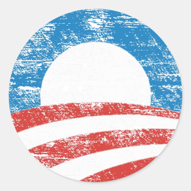 Sticker Rond Logo d'Obama défraîchi (Devant)