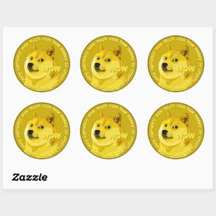 Sticker Rond Logo Dogecoin pièce crypto-monnaie