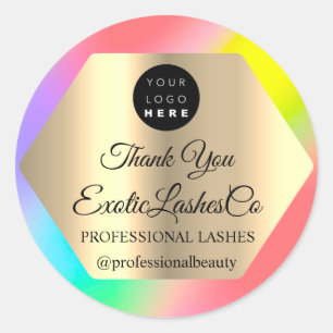 Sticker Rond Logo d'or de l'artiste de maquillage Merci Lash