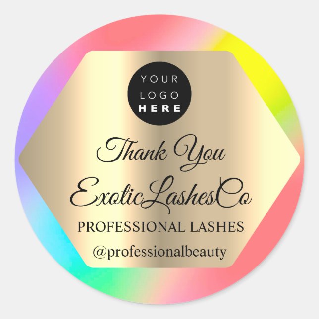 Sticker Rond Logo d'or de l'artiste de maquillage Merci Lash (Devant)