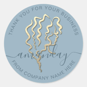 Sticker Rond Logo d'or Nom Smoky Blue Hair Lashes Merci