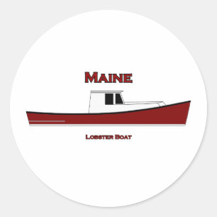 Sticker Rond Logo du bateau à homard du Maine USA