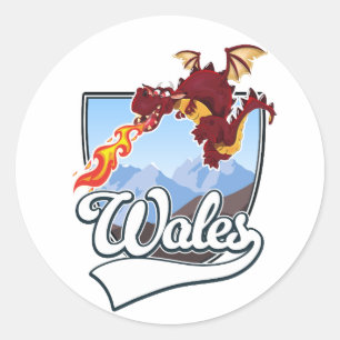 Sticker Rond logo du dragon du pays de Galles