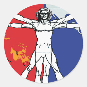 Sticker Rond Logo du patch de mission de Skylab 2 Vitruvian Man