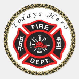 Sticker Rond Logo du Service des incendies Insigne noir et roug