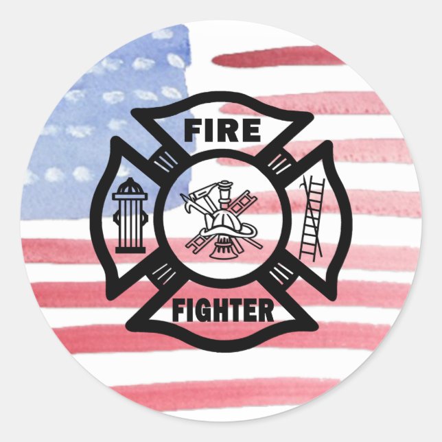 Sticker Rond Logo du service d'incendie des pompiers (Devant)
