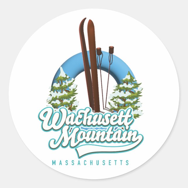Sticker Rond Logo du ski du Massachusetts de Wachusett Mountain (Devant)