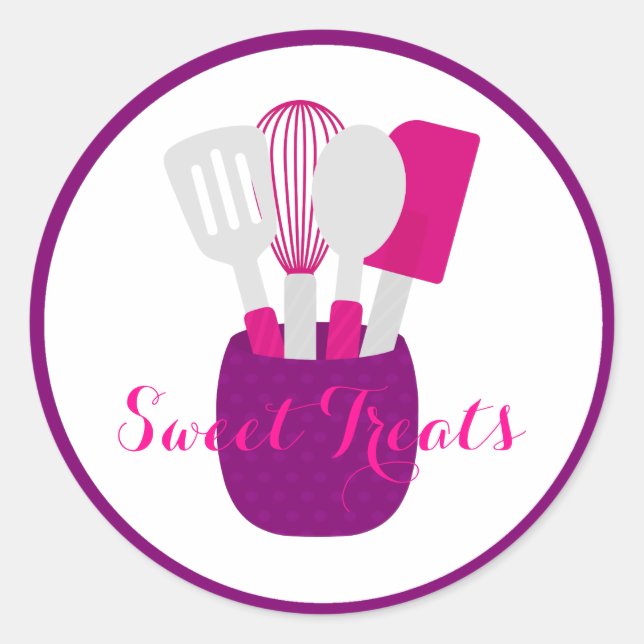 Sticker Rond Logo d'ustensiles de cuisine (Devant)