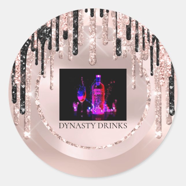 Sticker Rond Logo Dynasty Drinks Événement WeddigDrips Rose Par (Devant)