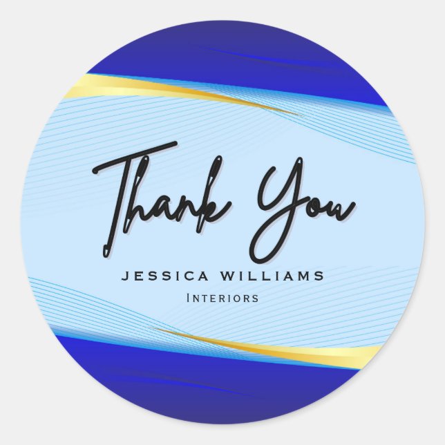 Sticker Rond Logo élégant Blue Gold Luxury Designer (Devant)