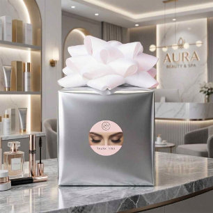 Sticker Rond Logo élégant de maquilleuse avec extension de cils