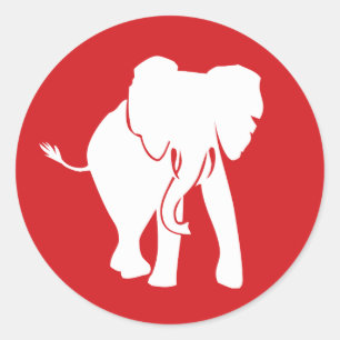 Sticker Rond Logo Eléphant blanc mignon 2 choisir la couleur ar