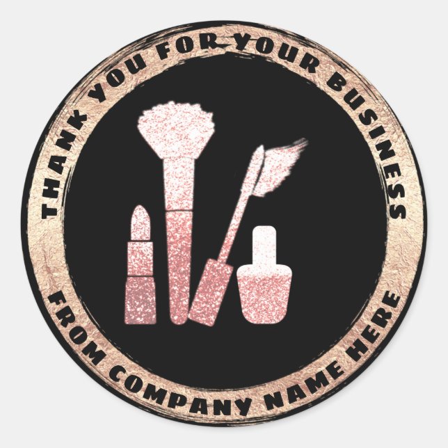 Sticker Rond Logo en ligne Maquillage Cosmétique Merci Retour O (Devant)