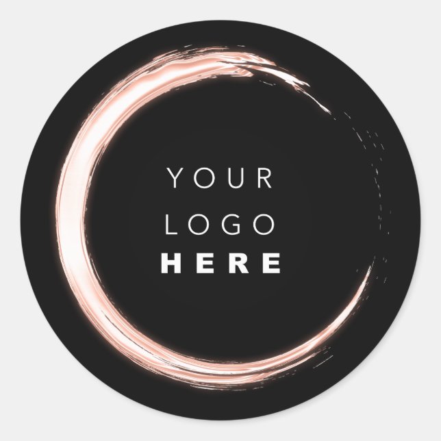 Sticker Rond Logo en noir blanc Merci minimalisme Rose (Devant)