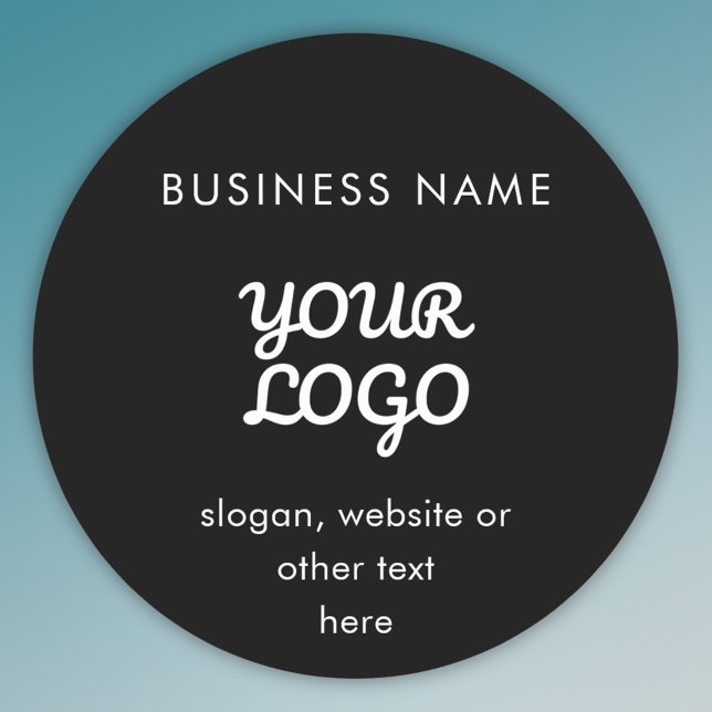 Sticker Rond Logo et texte promotionnels modernes | Noir et bla (Créateur téléchargé)