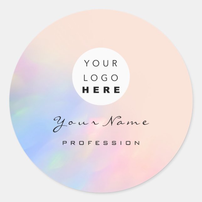 Sticker Rond Logo Eyelash Maquillage Holographe Rose Busi (Devant)