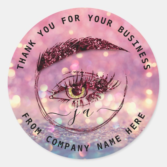 Sticker Rond Logo Eyelash Nom Holographe Remerciement Monogramm (Devant)
