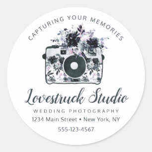 Sticker Rond Logo Floral Nocturne Personnalisé Photographie Ent