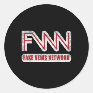 Sticker Rond Logo Fnn Fake News Network Drôle Blague Politique