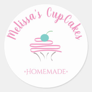 Sticker Rond Logo Gâteau CupCake Fouet Boulangerie Maison