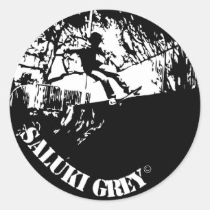 Sticker Rond logo gris de saluki nouveau