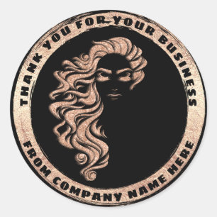 Sticker Rond Logo Hair Lashes Wigs Merci Rose Gold