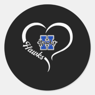 Sticker Rond Logo Hillsboro Hawks Demi-Coeur Slogan Hs