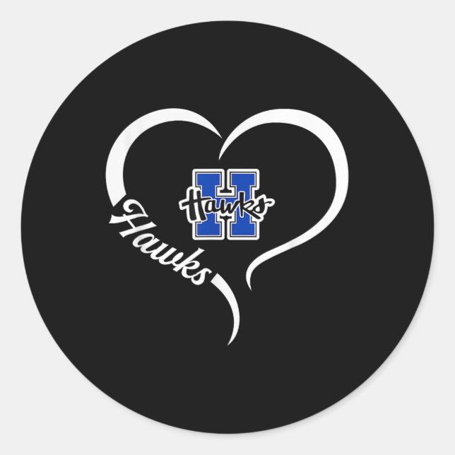 Sticker Rond Logo Hillsboro Hawks Demi-Coeur Slogan Hs (Devant)