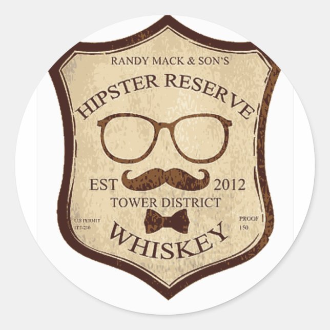 Sticker Rond logo hipster whiskey (Devant)