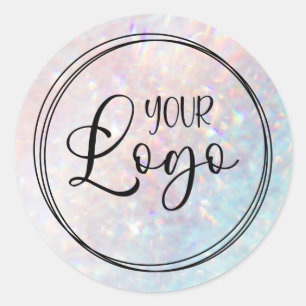 Sticker Rond Logo Holographique Abstrait Quartz Blur