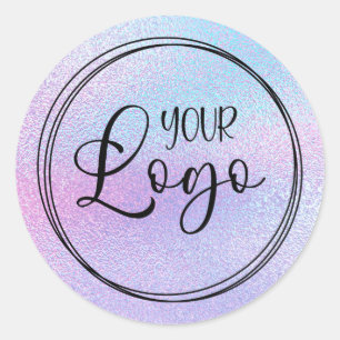 Sticker Rond Logo Holographique Faux Purple Foil
