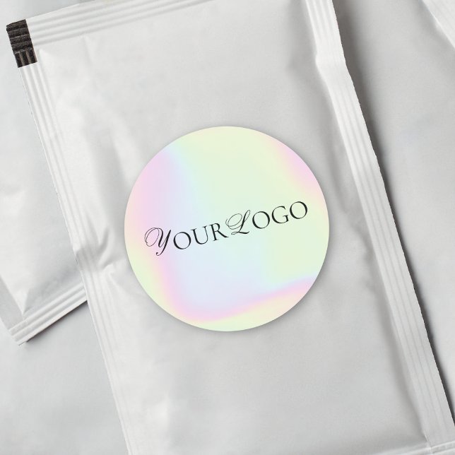 Sticker Rond Logo Horizontal Personnalisé Holographique Pastel  (Créateur téléchargé)