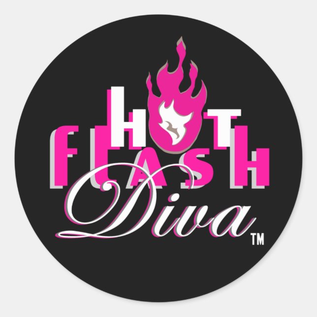 Sticker Rond Logo Hot Flash Diva pour Dark Bkg (Devant)