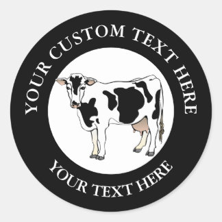 Sticker Rond Logo Icône Vache Laitière Personnalisé 3"