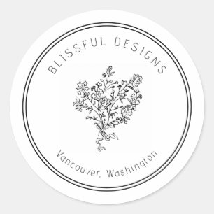 Sticker Rond Logo Joli Design Floral Shop Business