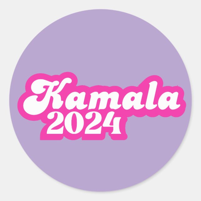 Sticker Rond Logo Kamala Harris girly Pink 2024 (Devant)